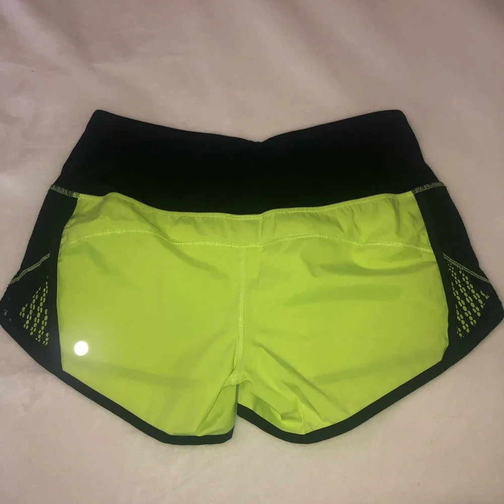 lululemon athletica Neon Yellow and Black Athletic Shorts